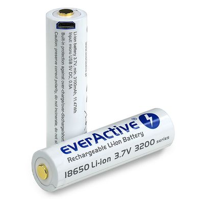 Акумулятор Li-Ion 18650 EverActive 3200мАг 7А MicroUSB (із захистом)