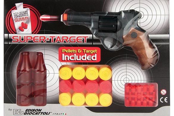 Іграшковий пістолет на кульках Edison Giocattoli Supertarget 19см 6-зарядний з мішенями (480/21)
