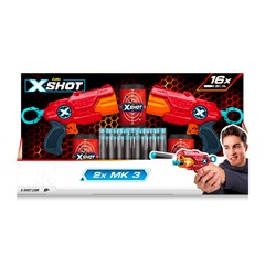 X-Shot Red Набір швидкострільних бластерів Excel MK 3 Double (2 бластера, 3 банки, 16 патронів)