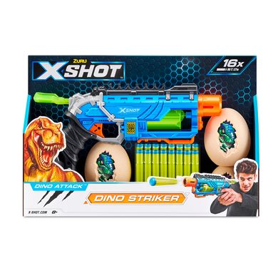 X-Shot Швидкострільний бластер Dino Striker New (2 середніх яйця, 2 маленьких яйця, 16 патронів)