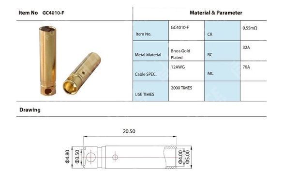 50 шт - Коннекторы AMASS GC4010 4.0MM Female