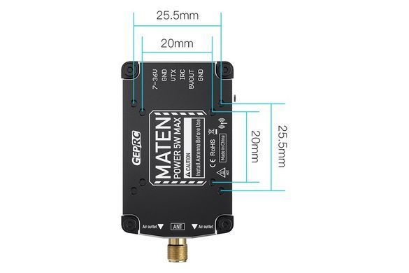 Відеопередавач GEPRC MATEN 1.2G VTX PRO 5W