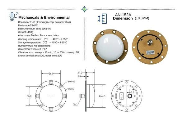 Антенна GPS TOPGNSS AN-152A L1 L2 L5 RTK IP67