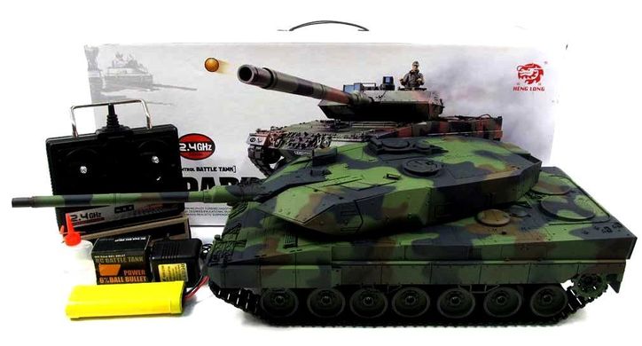 Танк р/в 2.4GHz 1:16 Heng Long Leopard II A6 в металі з пневмогарматою та димом (HL3889-1PRO)