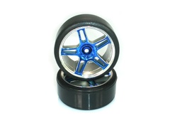 07003PB Blue Chrome Drift Rim & Tire Complete (02228PB+07001) 2P