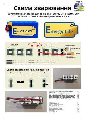 Батарея для дрона Energy Life Li-Ion 6S2P горизонтальная 21700-P42A 12AWG XT60-F