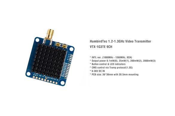 Видеопередатчик VTX-1G3TE V2 9CH 1.2-1.3GHz