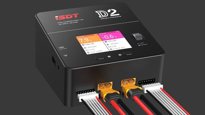 Зарядний пристрій ISDT D2 Dual XT60 AC 100-240 В 12 A 200 Вт 1-6S