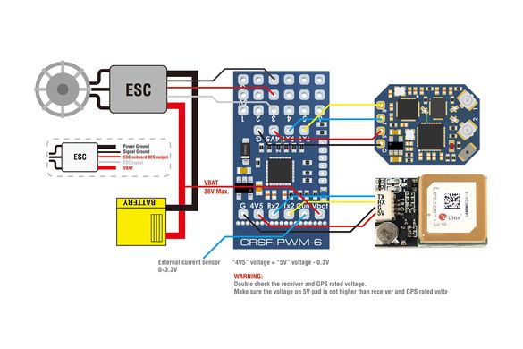 Конвертер радіокерування Matek CRSF-PWM-6