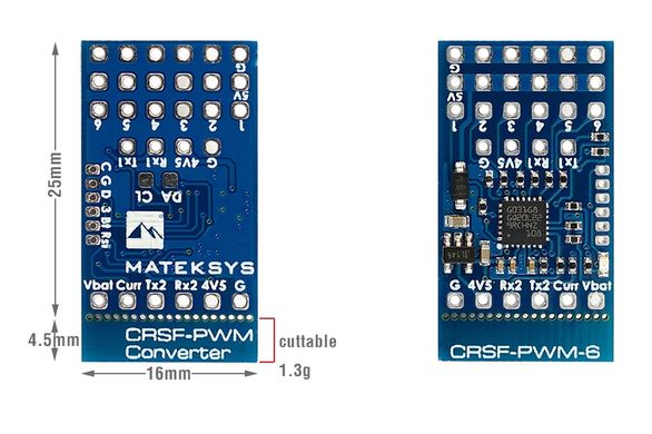 Конвертер радіокерування Matek CRSF-PWM-6