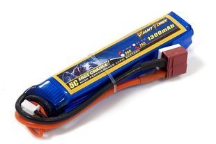 Аккумулятор для страйкбола Giant Power (Dinogy) Li-Pol 1300 мАч 7.4 В 95x18,5x17 мм T-Plug 25C