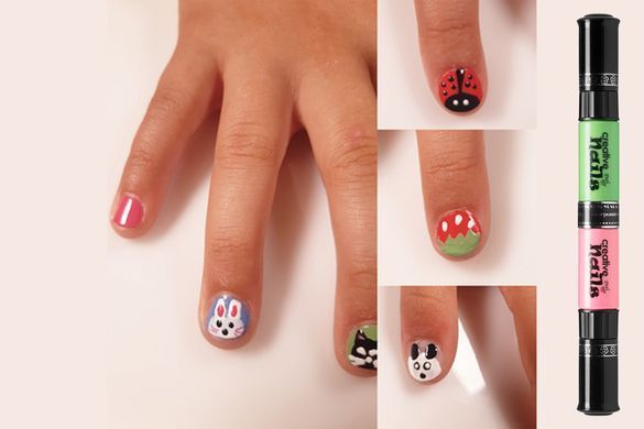 Детский лак-карандаш для ногтей Malinos Creative Nails на водной основе (2 цвета Морской волны + Розовый)